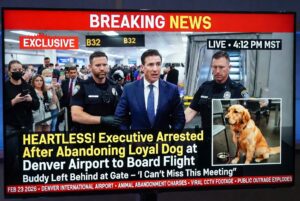 Shocking video footage from Denver International Airport shows a well-dressed businessman being dragged off in handcuffs just seconds before his international flight to London was set to push back from the gate – and the reason has the entire internet in absolute fury.