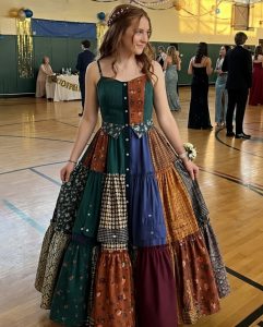 Teen Sewed Prom Dress From Late Dad’s Work Shirts in His Honor – Classmates Laughed Until the Principal’s Mic Drop Silenced the Entire Gym