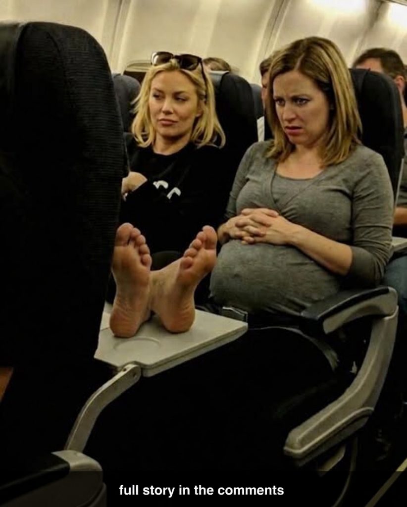 Entitled Woman Put Bare Feet on Pregnant Mom’s Tray Table — Karma Hit 10 Minutes Later