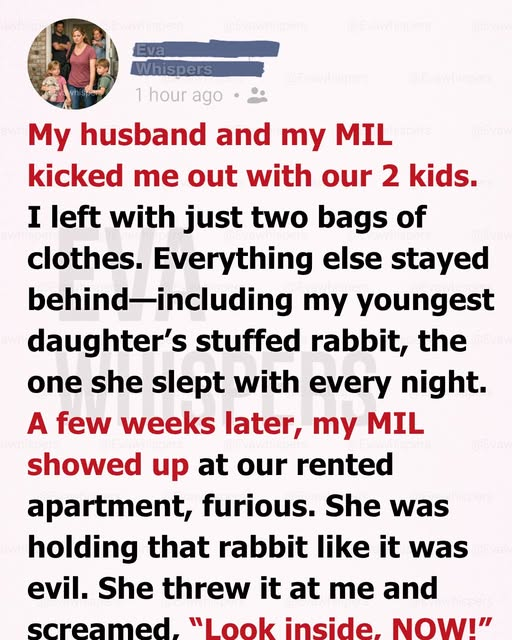 My Husband and MIL Kicked Me Out With Our Kids — Weeks Later, a Stuffed Rabbit Exposed the Secret They Never Wanted Me to Know