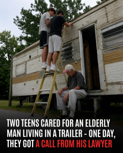 THE BILLIONAIRE IN THE TRAILER: TWO BOYS THOUGHT THEY WERE HELPING A DESTITUTE OLD MAN, BUT THE SECRET IN HIS FINAL WILL SHOCKED EVERYONE