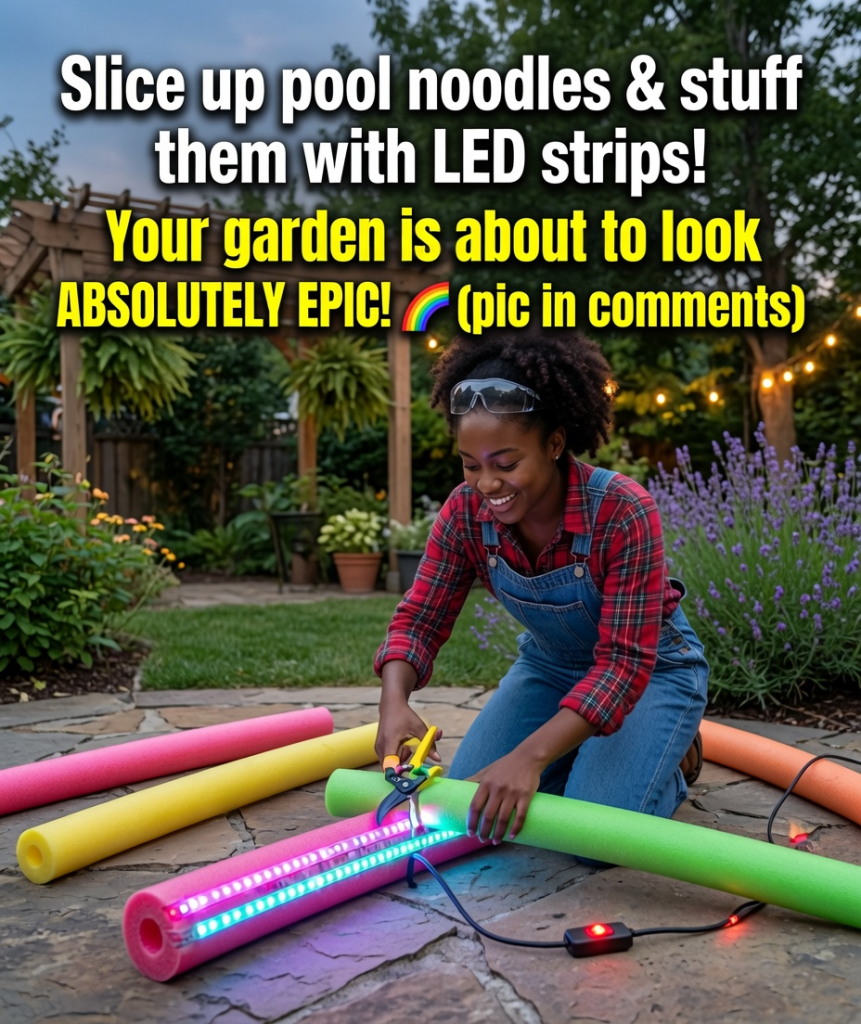Turn a Simple Pool Noodle into a Glowing Backyard Feature – Creative DIY Outdoor Lighting